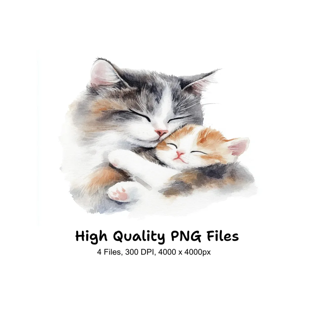 Sleeping Cats and Kittens Clipart Bundle