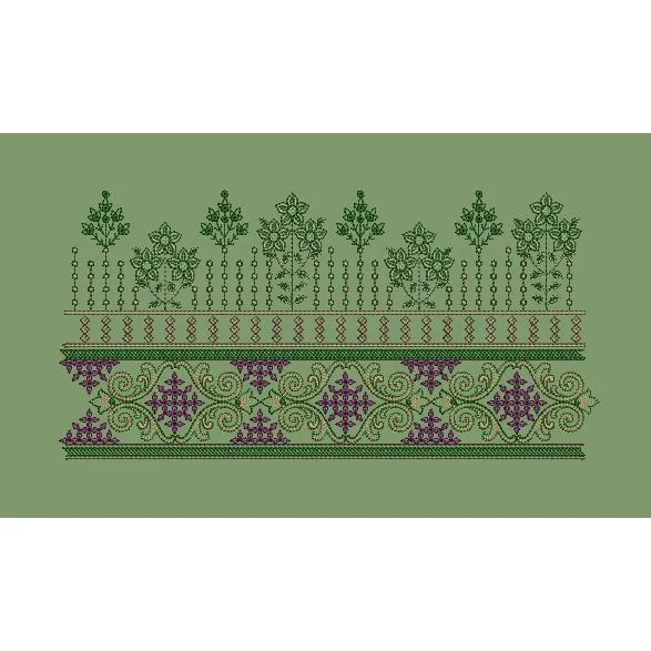 Botanical Spire and Scroll Border Embroidery Design