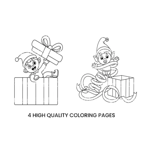 Christmas Elf With Gifts Coloring Books
