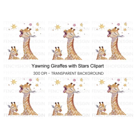 Singing Giraffes with Stars Clipart Bundle