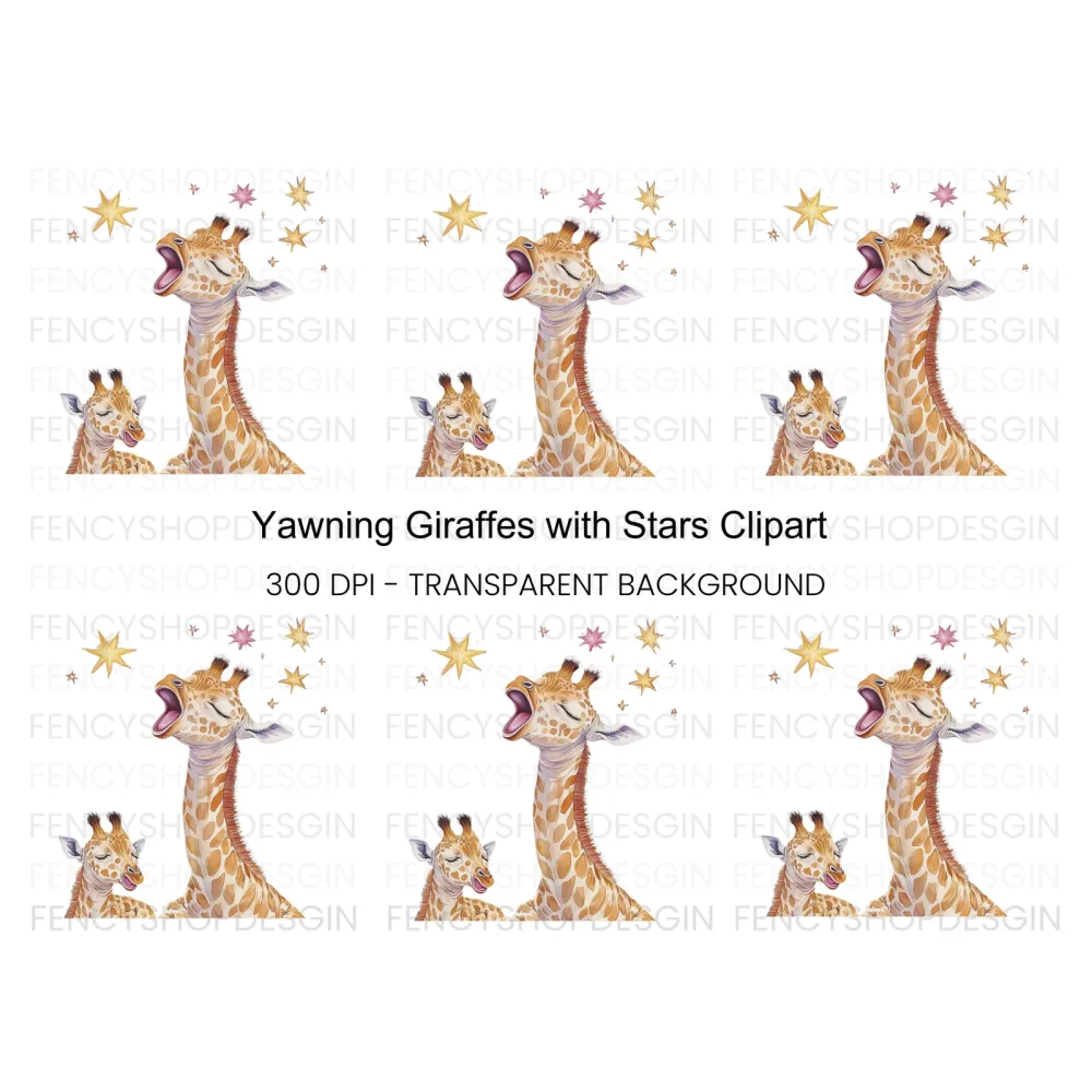 Singing Giraffes with Stars Clipart Bundle