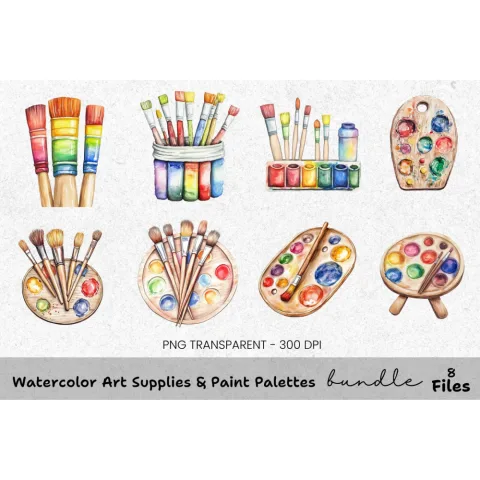Paint Palettes Clipart Bundle