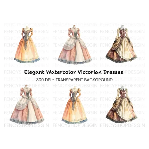 Victorian Gown Clipart Bundle