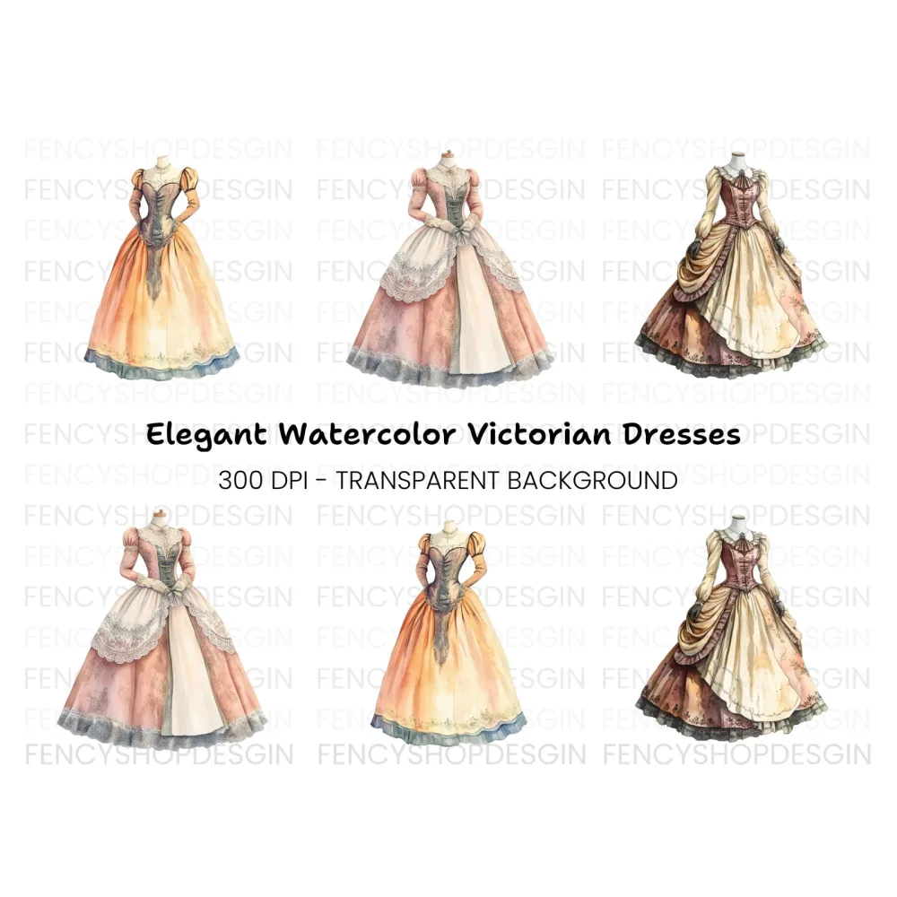 Victorian Gown Clipart Bundle