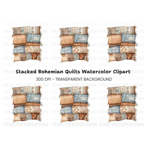 Boho Quilt and Blanket Clipart Bundle