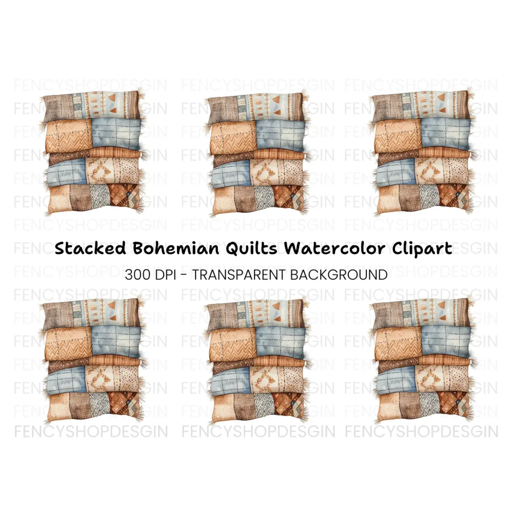 Boho Quilt and Blanket Clipart Bundle