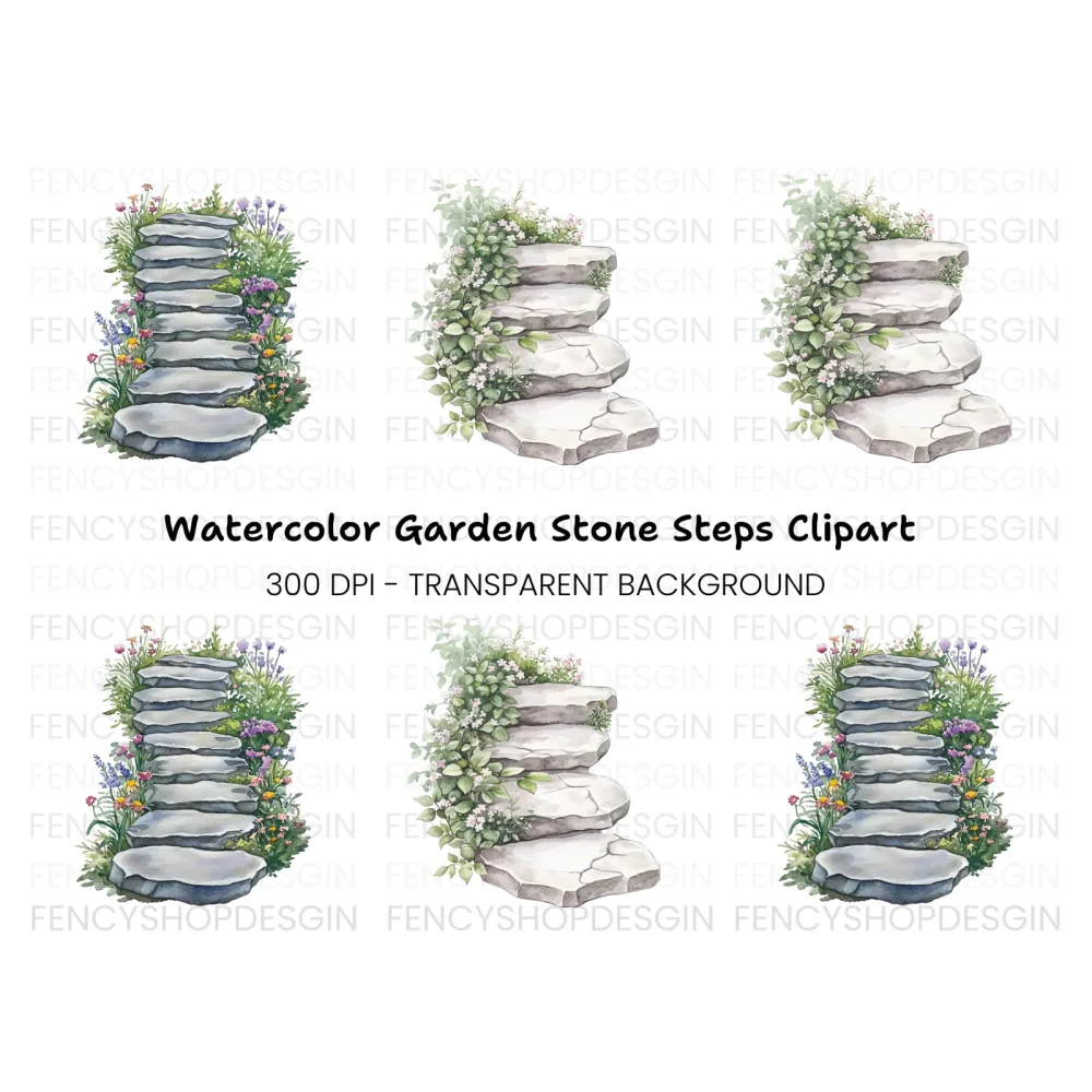 Stone Steps Clipart Bundle