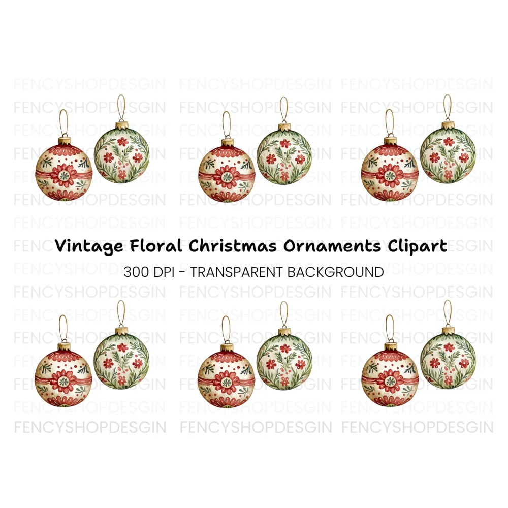 Christmas Ornaments Clipart Bundle