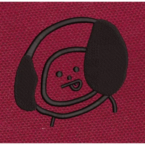 Playful Pup Black Line Art Embroidery Design