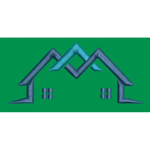 Green House Building Schematic Embroidery Design