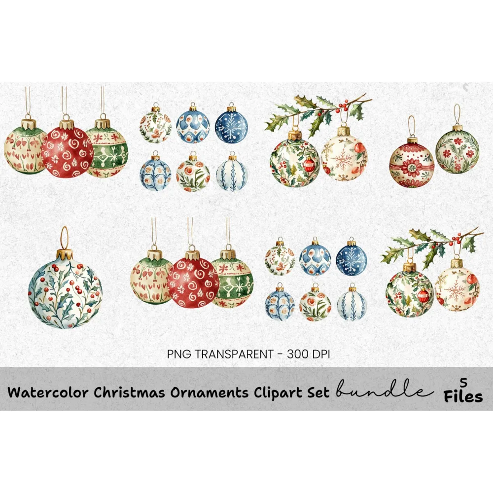 Christmas Ornaments Clipart Bundle