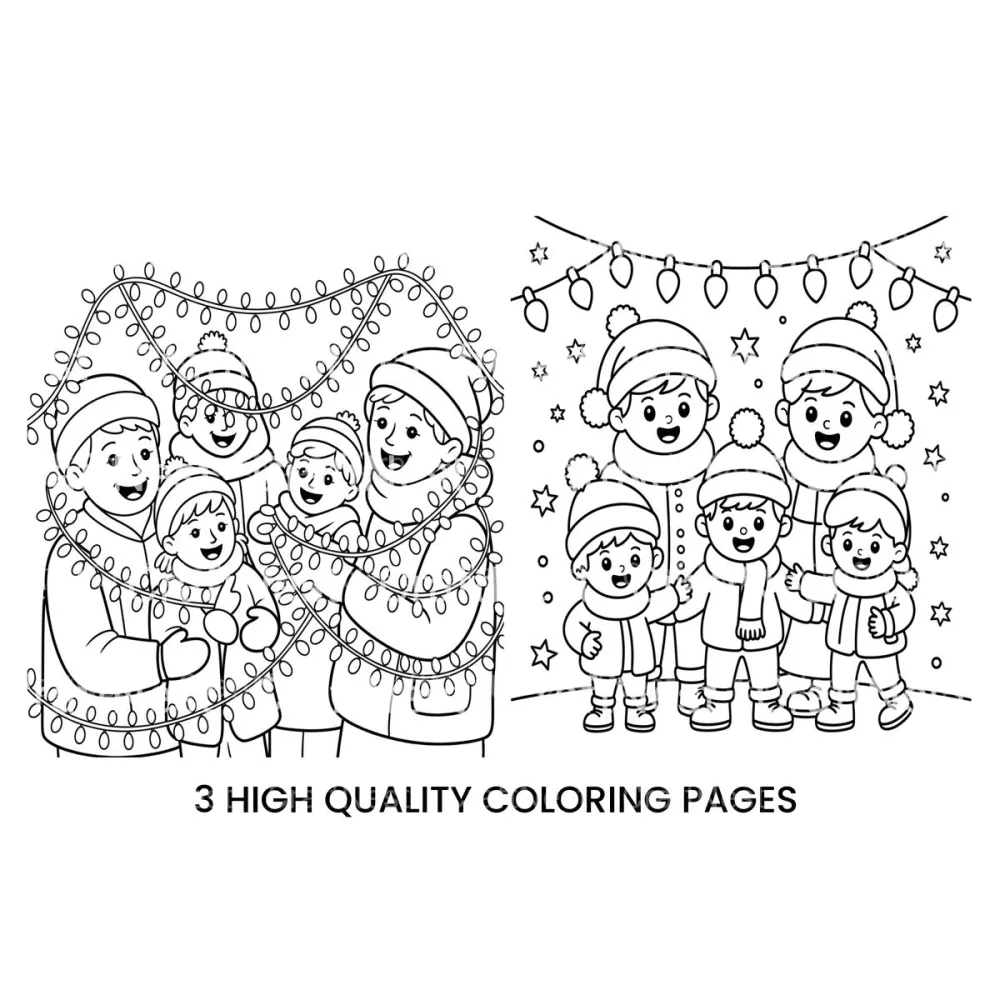 Winter Kids Christmas Lights Coloring Books
