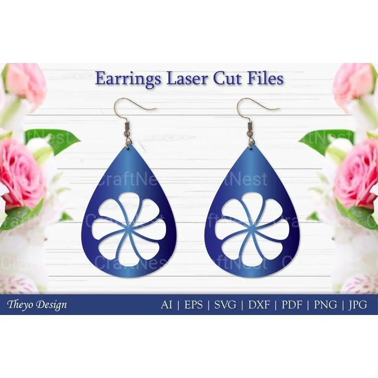 Laser Cut Flower Earrings SVG Bundle