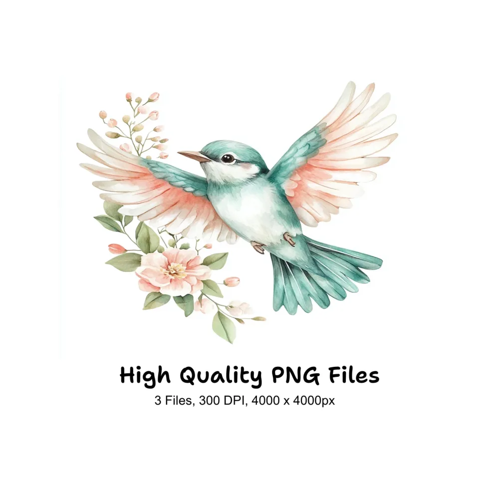Birds and Floral Clipart Bundle