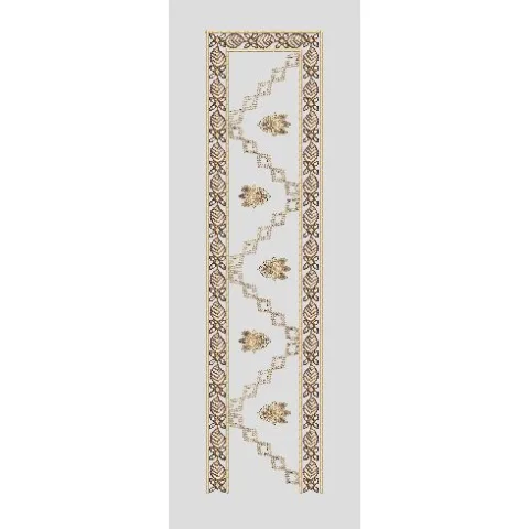 Leaf Bordered Zigzag Vertical Panel Embroidery Design