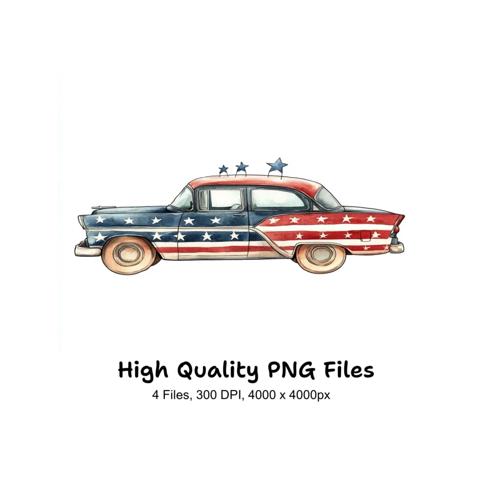 Vintage American Cars Clipart Bundle