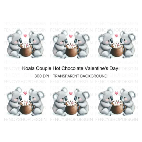 Sweet Koalas Sharing Hot Chocolate Clipart Bundle