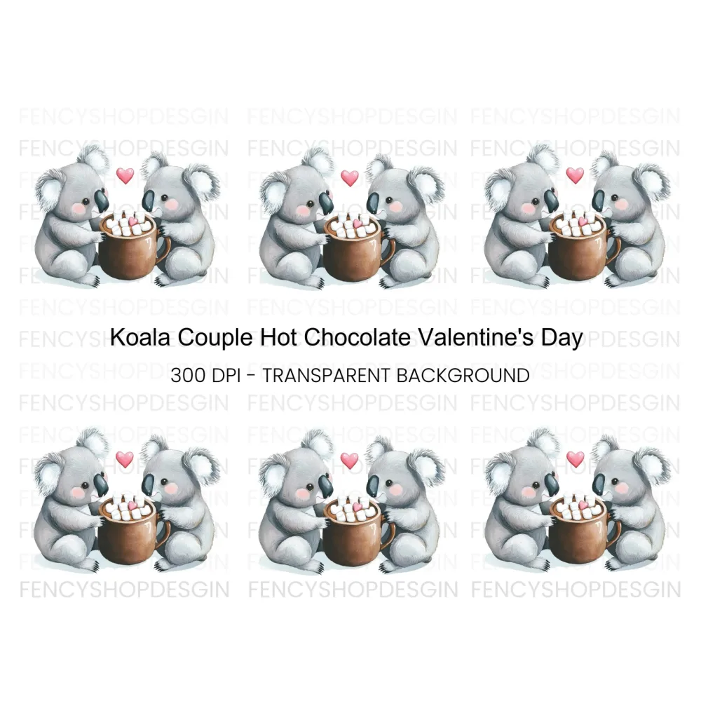 Sweet Koalas Sharing Hot Chocolate Clipart Bundle