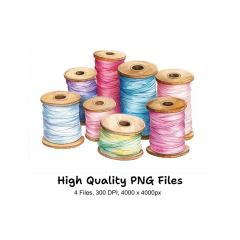 Colorful Sewing Thread Clipart Bundle
