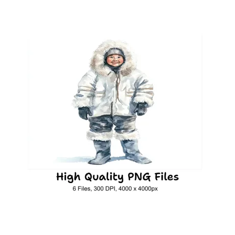 Inuit Children Traditional Parka Clipart Bundle