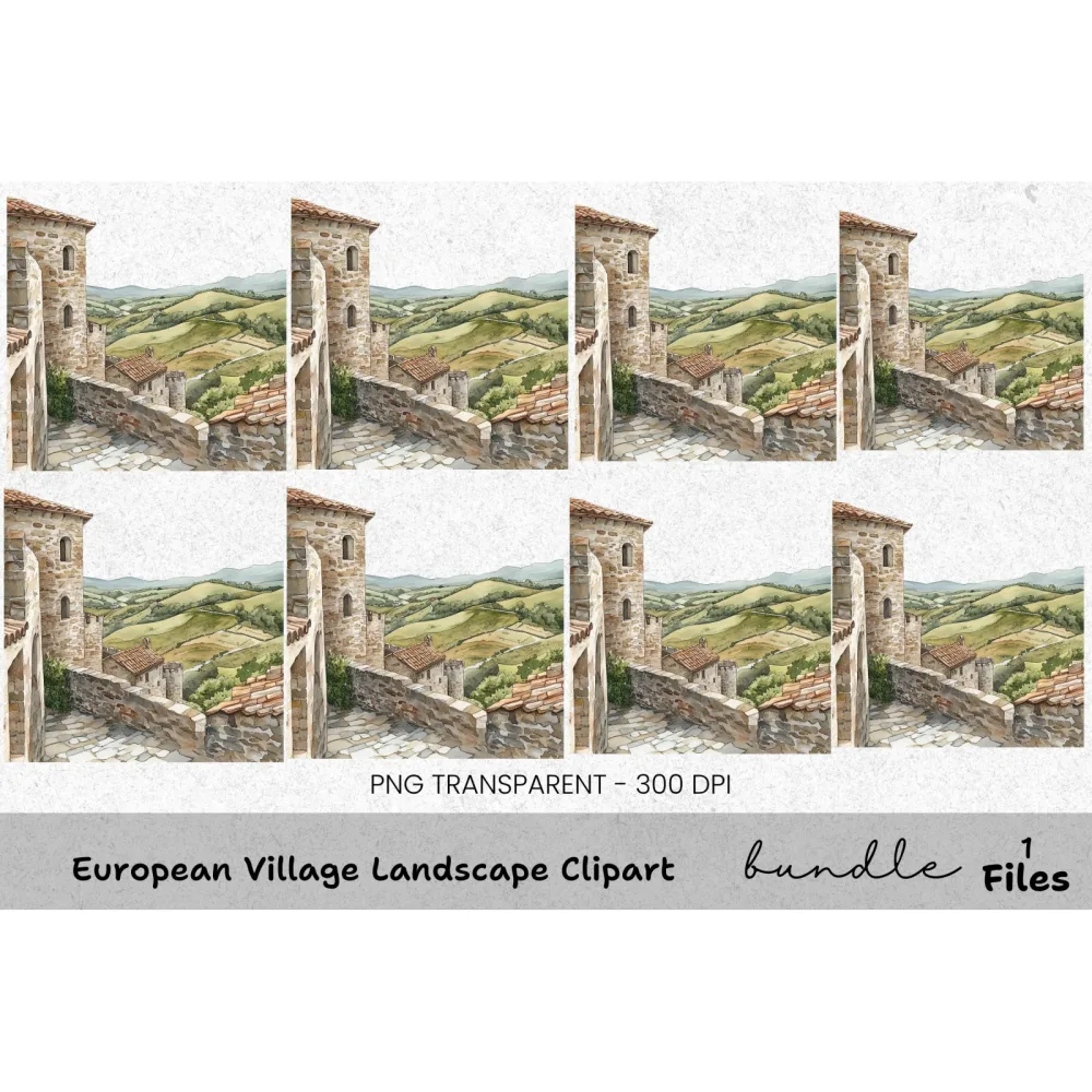 European Village Landscape Clipart Bundle