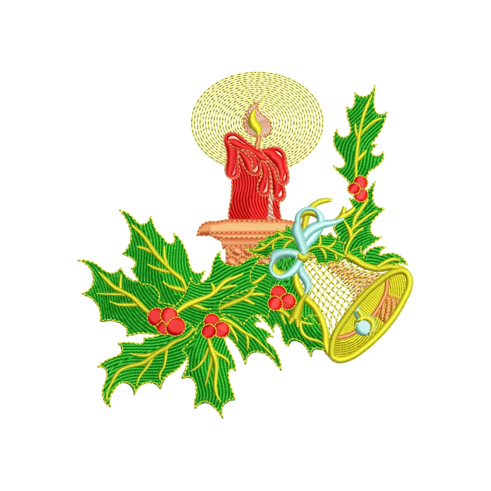 Christmas Candle Embroidery Design