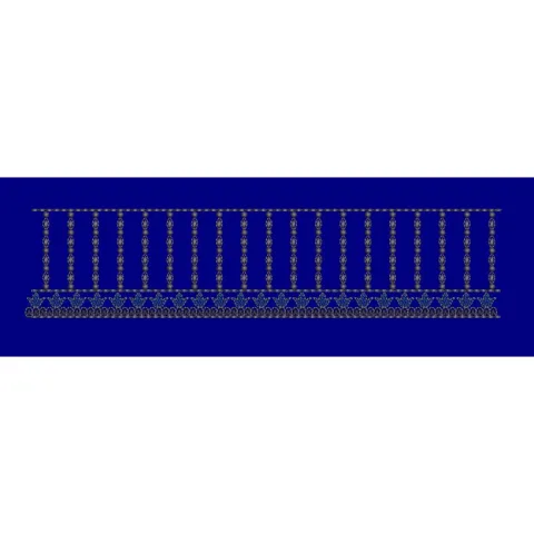 Golden Vertical Lines And Blue Jacquard Border Embroidery Design