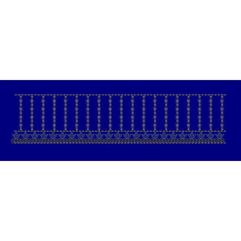 Golden Vertical Lines And Blue Jacquard Border Embroidery Design
