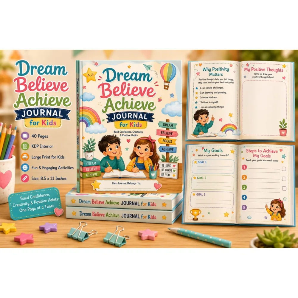 Dream Believe Achieve For Kids Journal