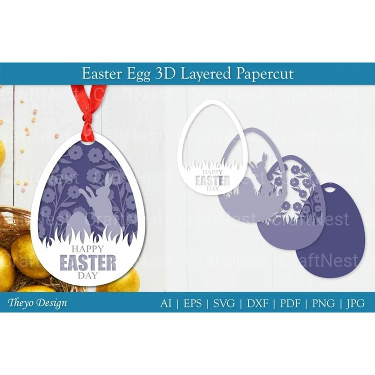 Easter Egg Layered Papercut SVG Bundle