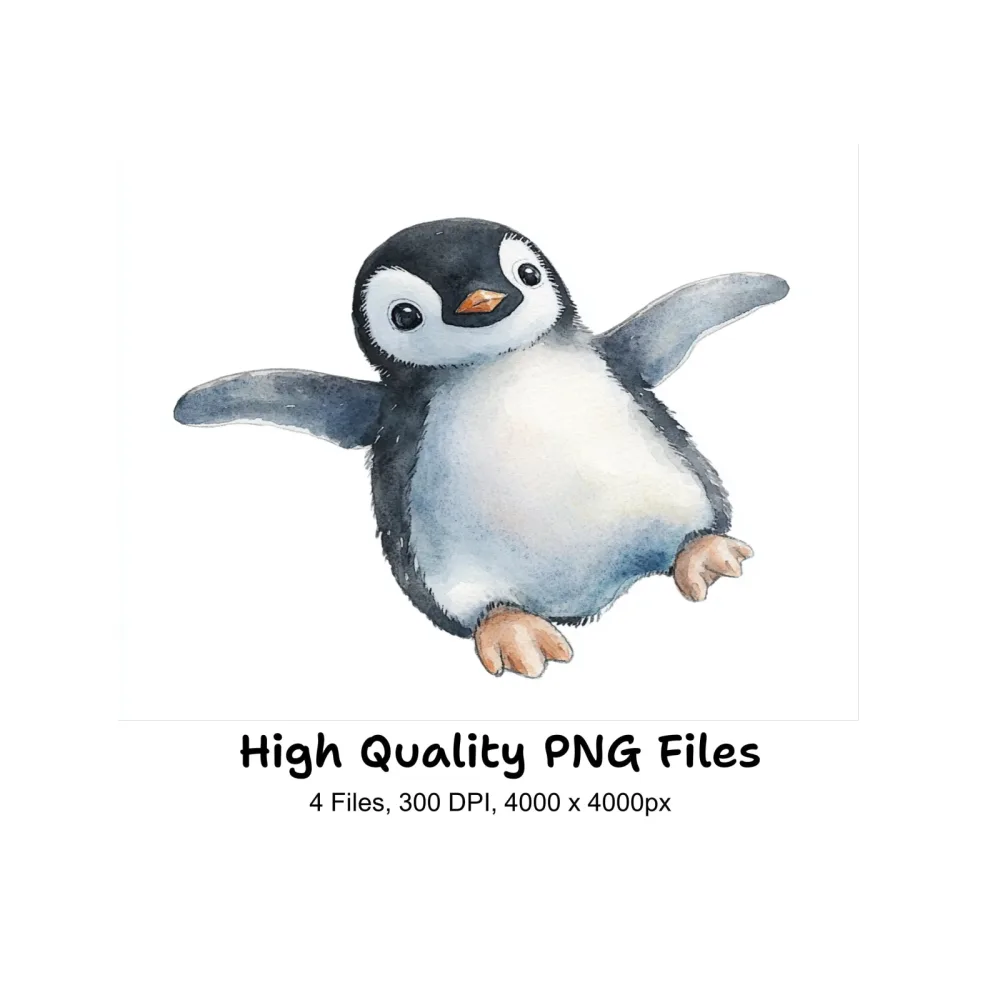 Cute Baby Penguin Clipart Bundle