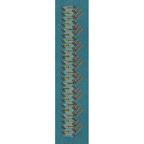 Teal Diamond Chain Border Teal Blue & Orange Embroidery Design