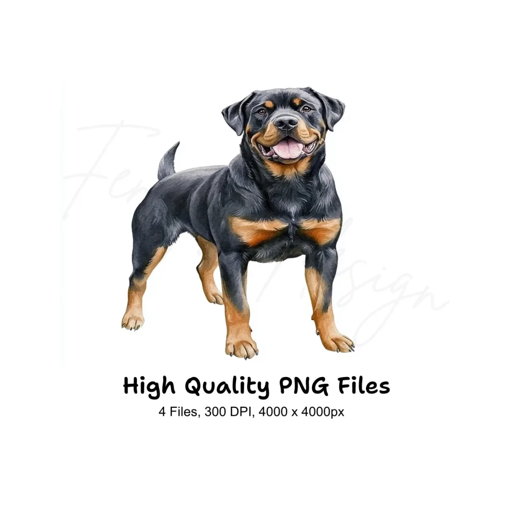 Dynamic Rottweiler Dog Clipart Bundle