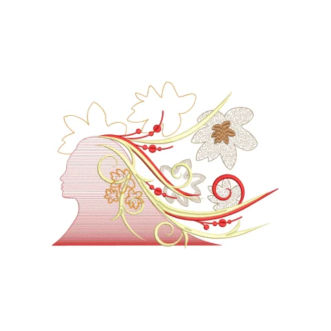 Girl Hair Embroidery Design