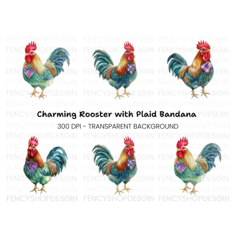 Rooster Bandana Clipart Bundle