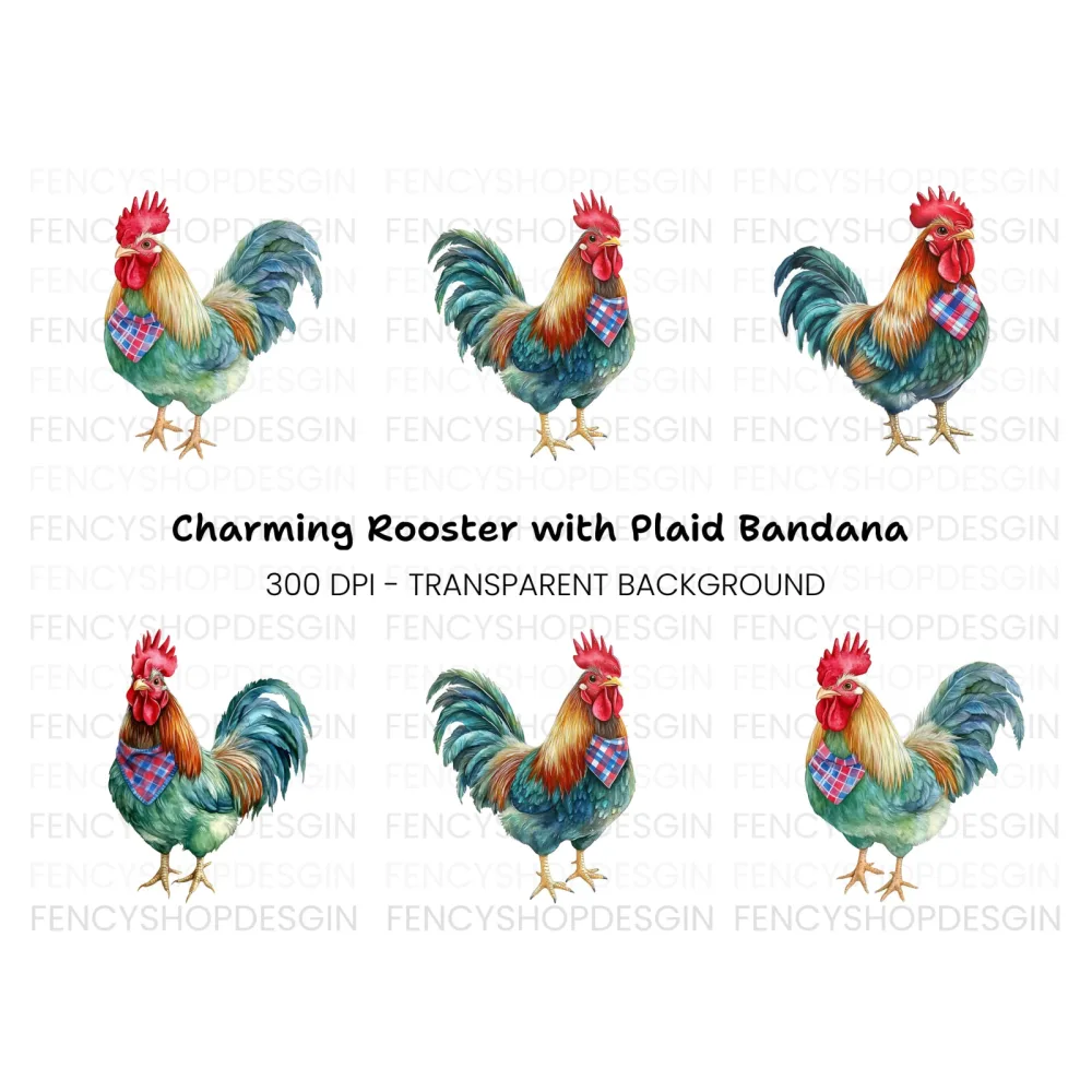 Rooster Bandana Clipart Bundle