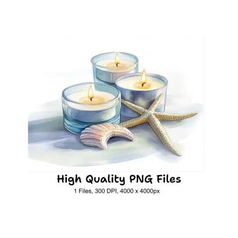 Tealight Candles and Starfish Clipart Bundle