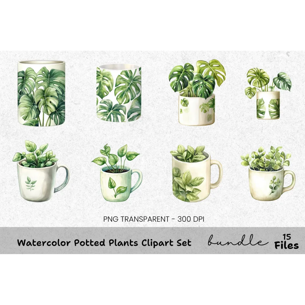 Potted Plants Clipart Bundle