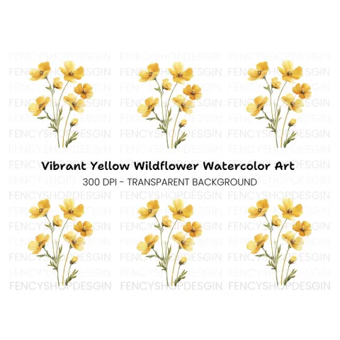 Yellow Wildflowers Clipart Bundle