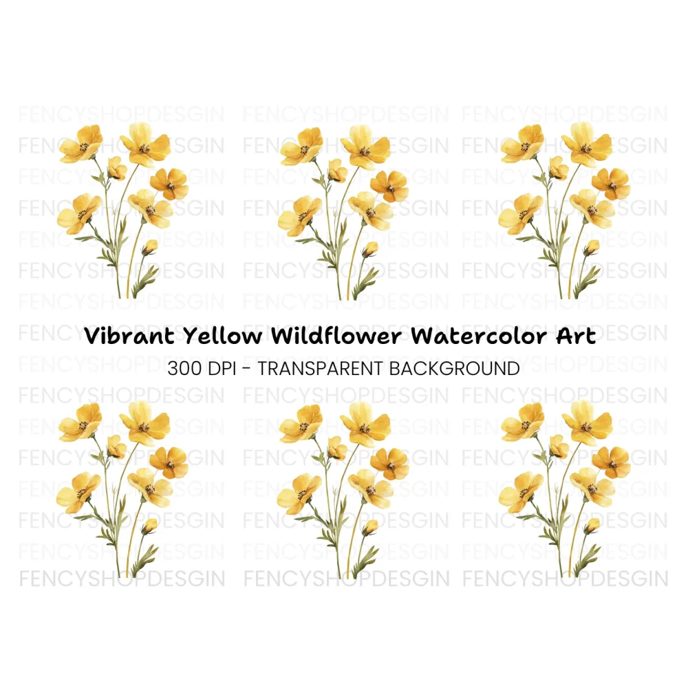Yellow Wildflowers Clipart Bundle