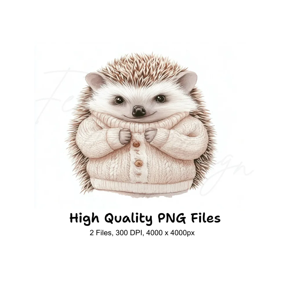 Charming Hedgehog in Sweater Clipart Bundle