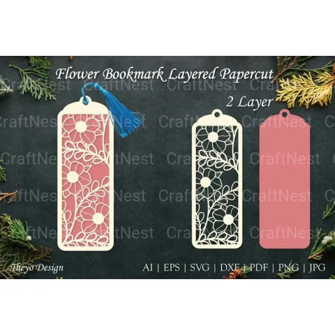 Flower Bookmarks Layered Papercut SVG Bundle