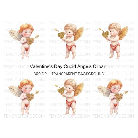 Cute Cupid Valentine Day Clipart Bundle