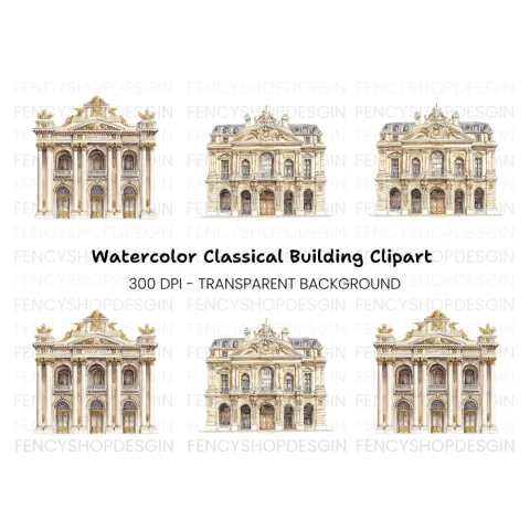 Baroque Neoclassical Building Clipart Bundle