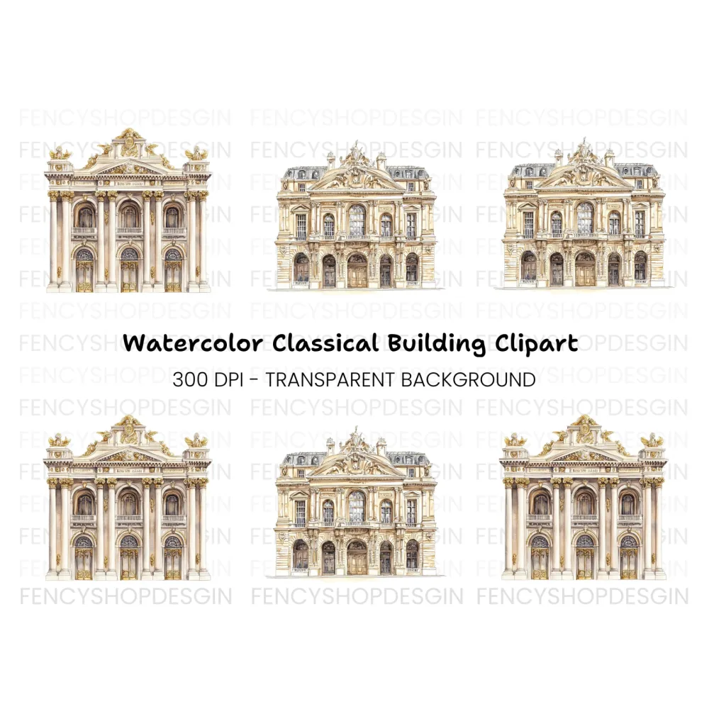 Baroque Neoclassical Building Clipart Bundle