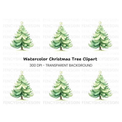 Whimsical Christmas Tree Clipart Bundle