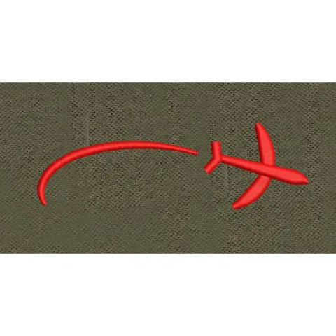 Airplane Split Red Embroidery Design