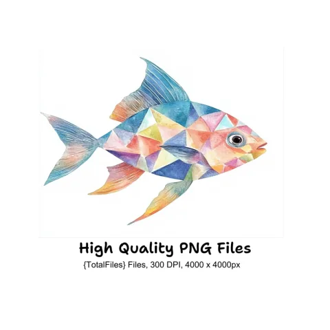 Colorful Geometric Fish Clipart Bundle