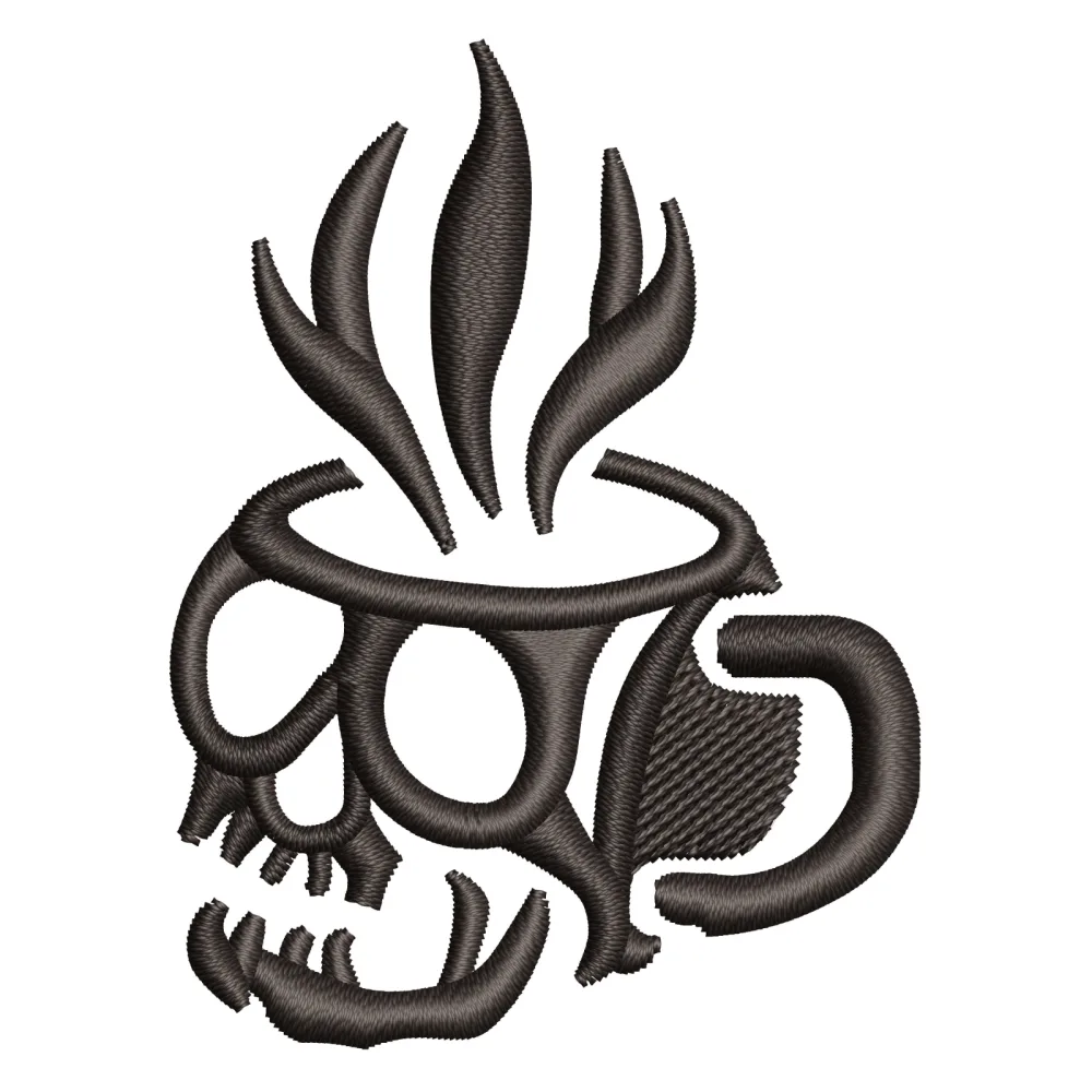 Cup Skull Embroidery Design