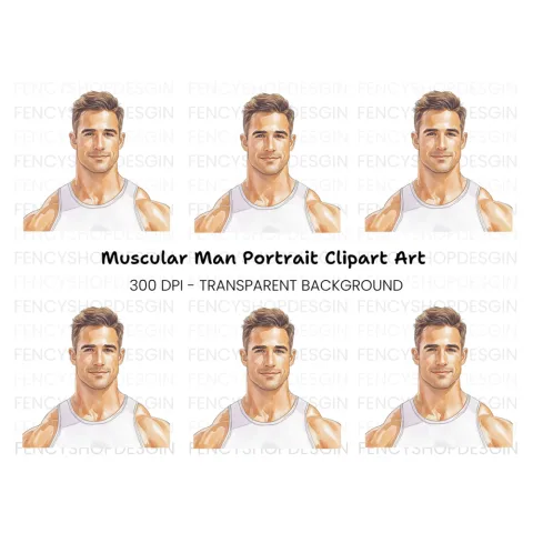 Handsome Fitness Man Portrait Clipart Bundle